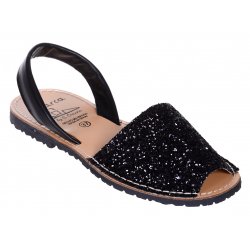  Sandale Dama Piele Avarca Glitter Negre